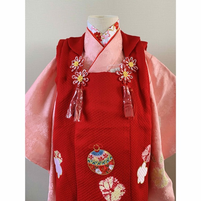 七五三に☆正絹綸子に梅の花の絞り ピンク色の3歳着物セット | www