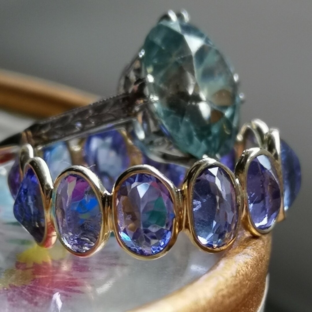 インドジュエリー✨K18⭐4.84ct タンザナイトフルエタニティリング 11号-