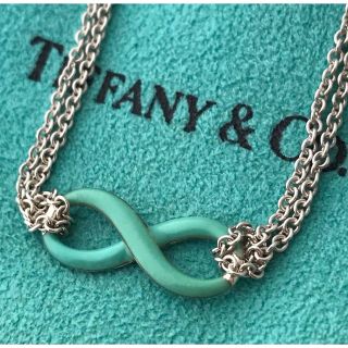 Tiffany エナメル ブルー インフィニティ ダブルチェーンネックレス