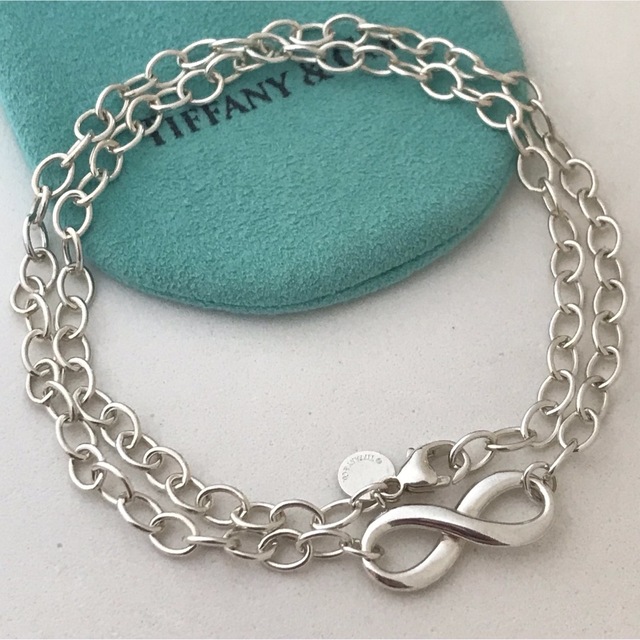 Tiffany エナメル ブルー インフィニティ ダブルチェーンネックレス希少
