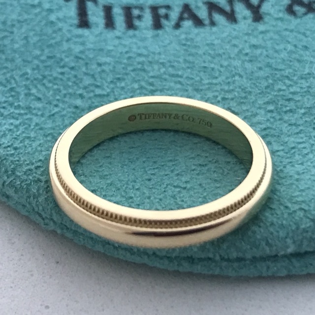 Tiffany K18YGミルグレイン バンドリング7.5号美品