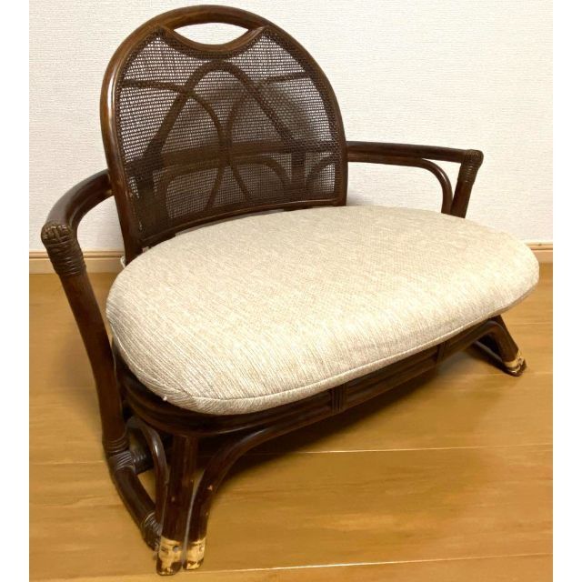 籐 ラタン 座椅子 クッション座椅子 木製 昭和レトロ家具