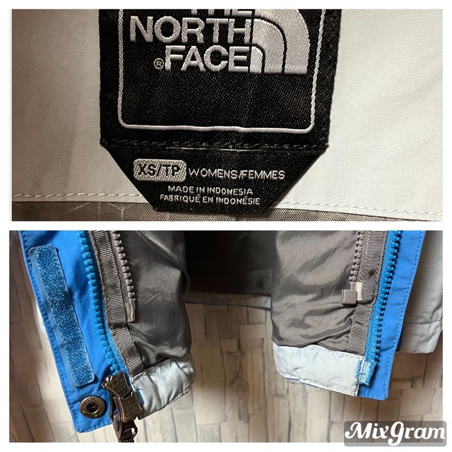 THE NORTH FACE(ザノースフェイス)のノースフェイス マウンテンパーカ ブルー ホワイト ジップ 刺繍 ハイベント レディースのジャケット/アウター(ナイロンジャケット)の商品写真