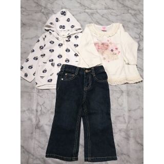 オシュコシュ(OshKosh)の女の子　トップス２枚とデニムパンツ３着セット　80cm　ベビー(シャツ/カットソー)