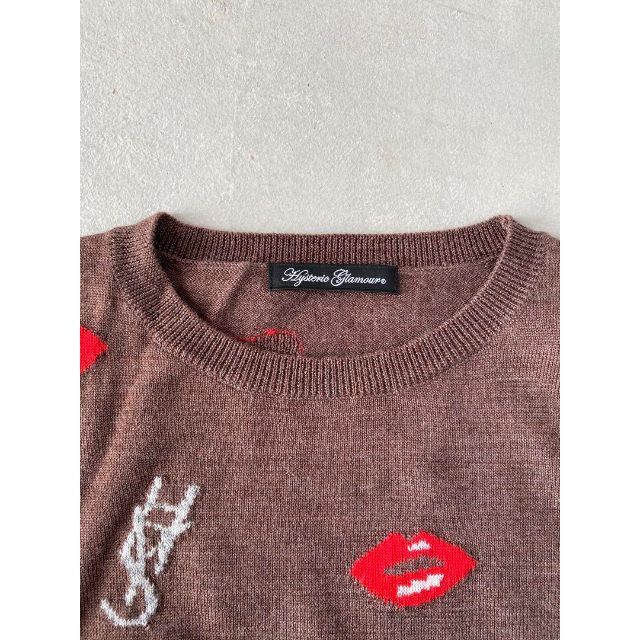 ヒステリックグラマー HYS LIPPIN柄 編込 プルオーバー ニット リップ-