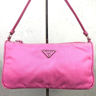 プラダ(PRADA)のユリユリ様専用 プラダ アクセサリーポーチ 三角ロゴ ナイロン 白タグ ピンク(ハンドバッグ)