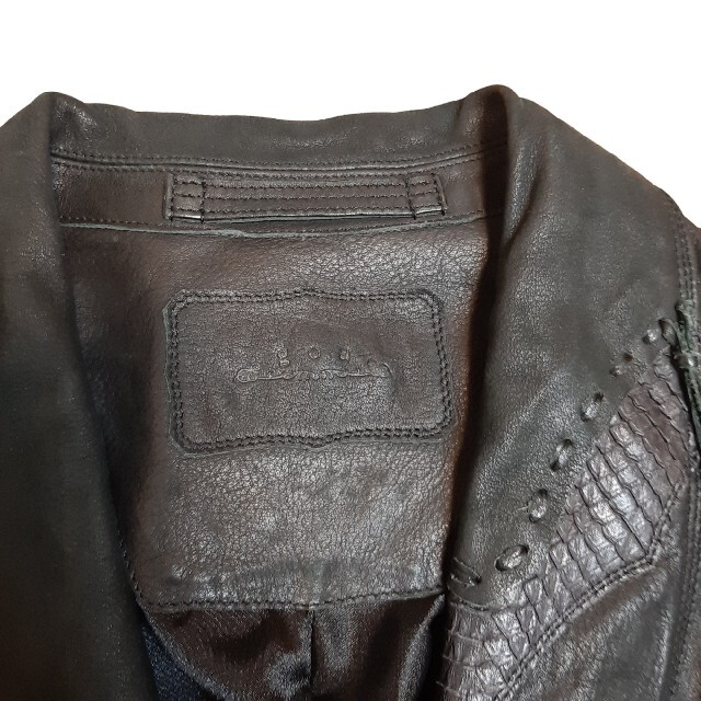 goa(ゴア)の入手困難 goa ゴア 未使用 レザージャケット ブラック パッチワーク メンズのジャケット/アウター(レザージャケット)の商品写真