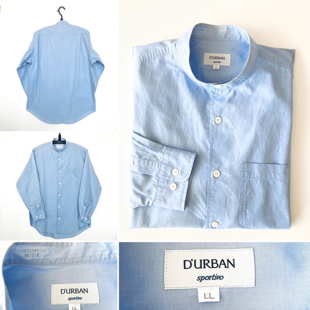 D'URBAN ダーバン　定価1.6万円　バンドカラーシャツ　LL  水色　美品