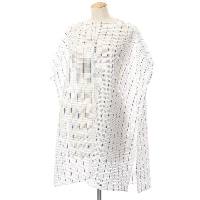 中古】ミー イッセイミヤケ me ISSEY MIYAKE 2020年春夏 ストライプ プリーツ メッシュ チュニック【サイズ表記なし（M位）】【レディース】  肌触りがいい