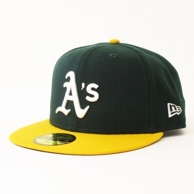 NEW ERA(ニューエラー)のニューエラ 59FIFTY MLB アスレチックス キャップ 緑 黄 7 5/8 メンズの帽子(その他)の商品写真