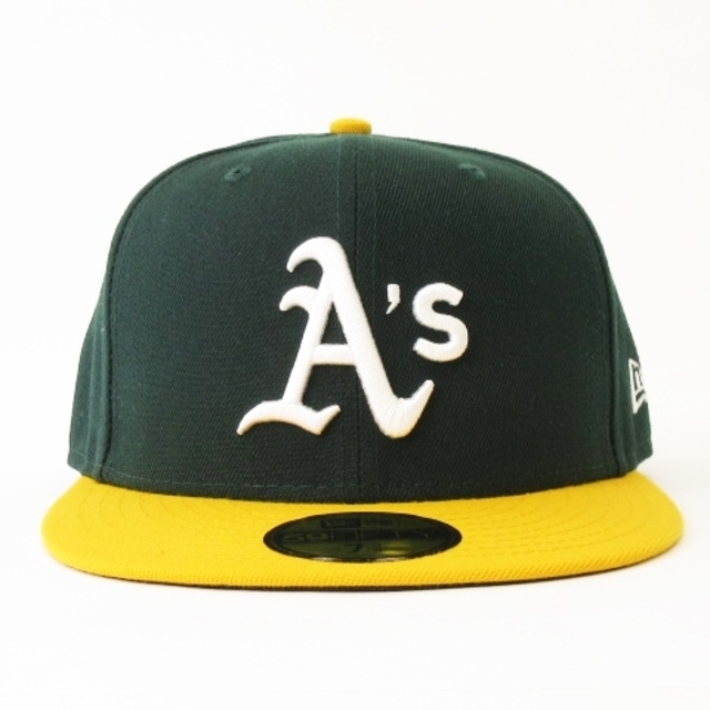 NEW ERA(ニューエラー)のニューエラ 59FIFTY MLB アスレチックス キャップ 緑 黄 7 5/8 メンズの帽子(その他)の商品写真