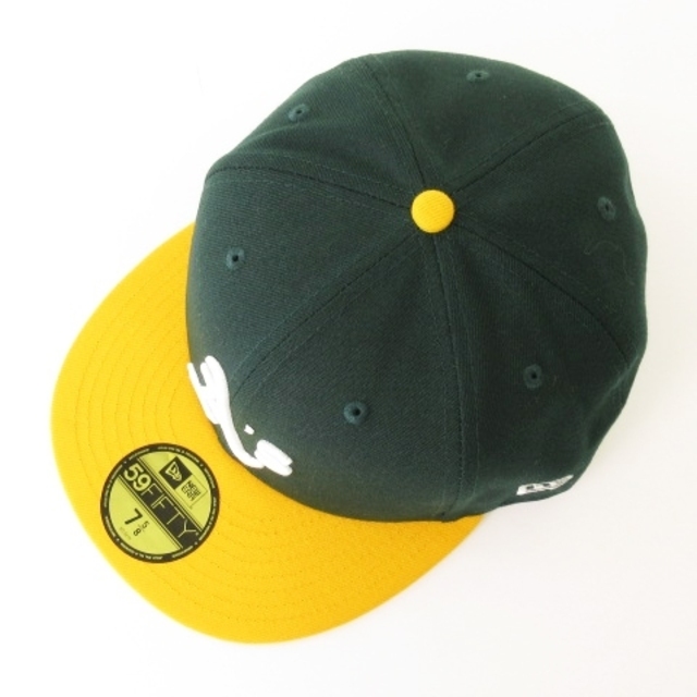 NEW ERA(ニューエラー)のニューエラ 59FIFTY MLB アスレチックス キャップ 緑 黄 7 5/8 メンズの帽子(その他)の商品写真