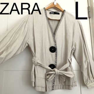 ザラ(ZARA)のZARA ザラ　コットンリネンジャケット　アウター　スプリングコート(ノーカラージャケット)