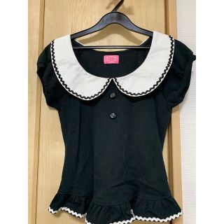 アンジェリックプリティー(Angelic Pretty)のAngelic Pretty 襟付きカットソー クロ(カットソー(半袖/袖なし))