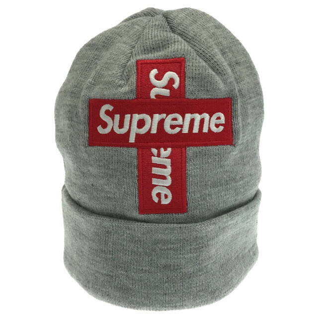 supreme cross box logo beanie ビーニー グレー