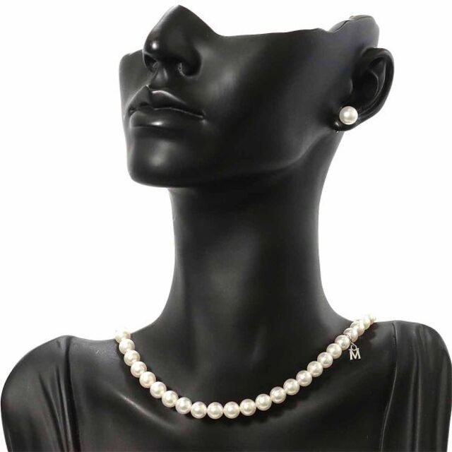 ミキモト MIKIMOTO アコヤ真珠 6.5-6.0mm ネックレス 43cm ピアス 2点セット SV K18 WG シルバー パール VLP 90176312 7