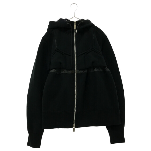 Sacai サカイ 22AW Sponge Sweat Zip Up Blouson スポンジ スウェット ジップアップパーカー ブルゾン ジャケット ブラック レディース