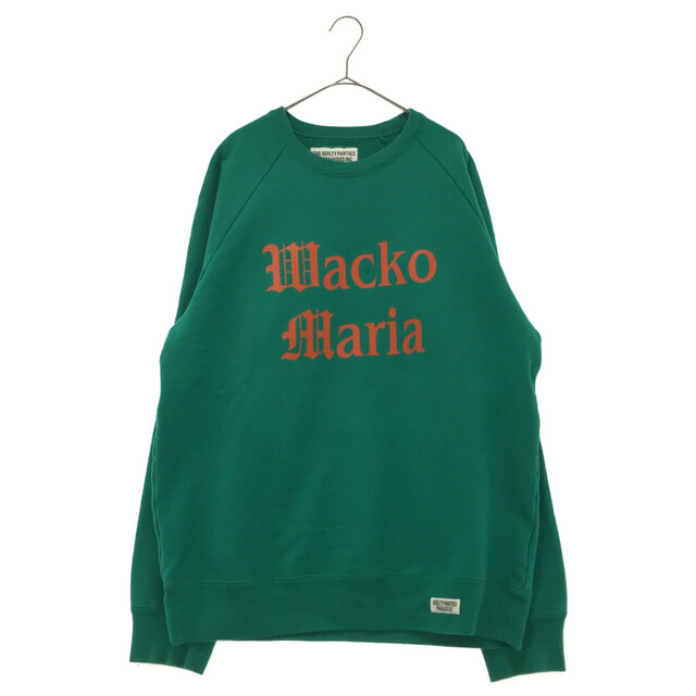 WACKO MARIA ワコマリア WASHED HEAVY WEIGHT SWEAT SHIRT　ロゴプリント　クルーネックスウェットトレーナー　グリーン