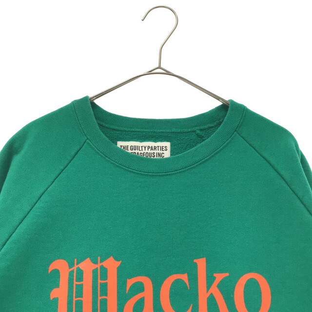 WACKO MARIA ワコマリア WASHED HEAVY WEIGHT SWEAT SHIRT　ロゴプリント　クルーネックスウェットトレーナー　グリーン