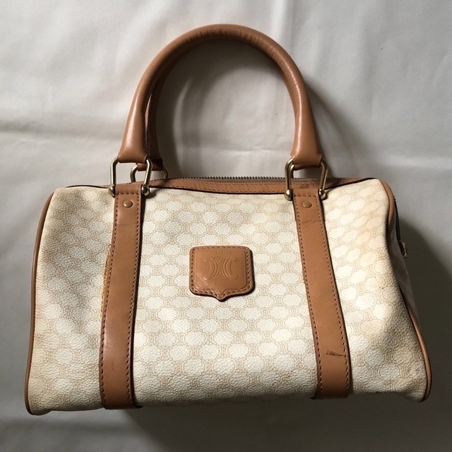 セリーヌ CELINE ヴィンテージ マカダム ホワイト ミニボストンバッグ