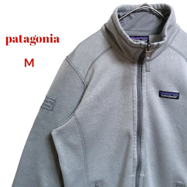 patagonia(パタゴニア)のpatagoniaパタゴニアフリース ジップアップ　グレー　レディースM　古着 レディースのトップス(トレーナー/スウェット)の商品写真