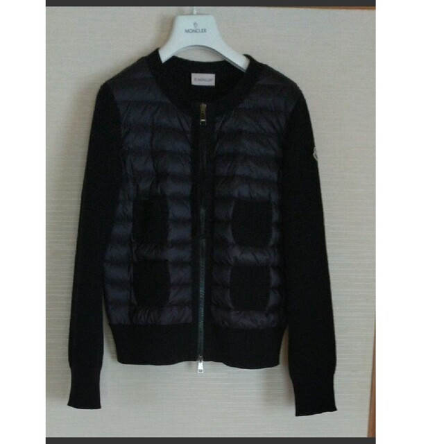 競売 美品 MONCLER モンクレール ノーカラー ダウンカーディガン 正規