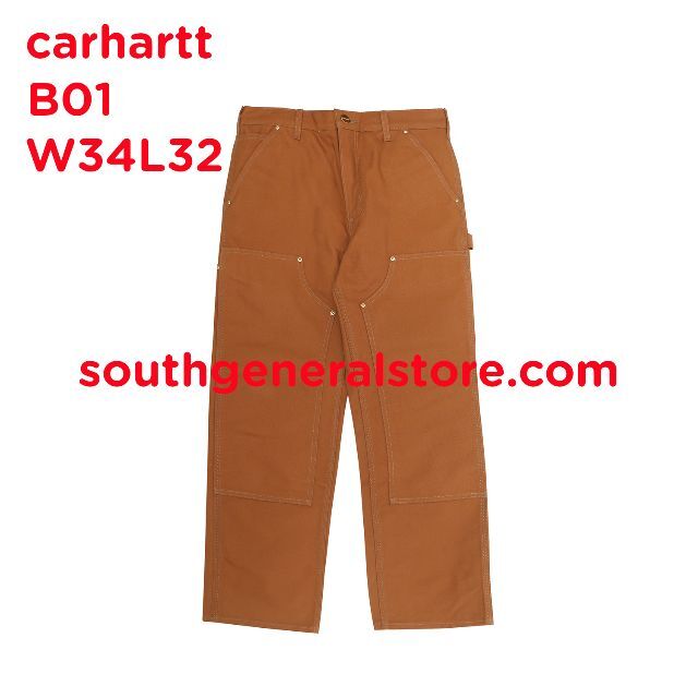 USA製 カーハート Carhartt B01 W34L32 ダブルニー BRN-