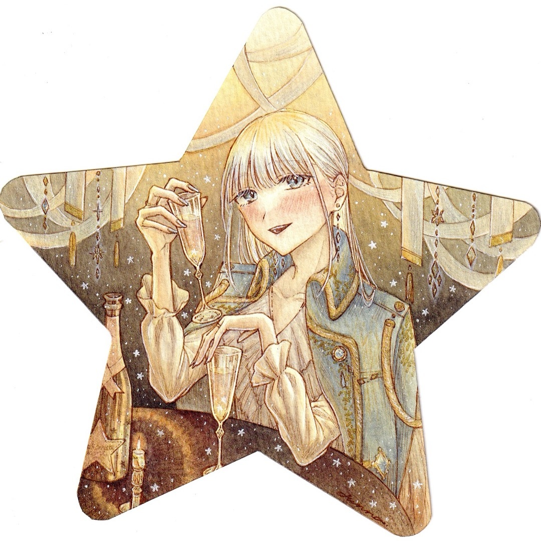 額付き】手描きイラスト オリジナル 創作 星 青 水彩色鉛筆 額付き】手描きイラスト オリジナル 創作 星 青 水彩色鉛筆