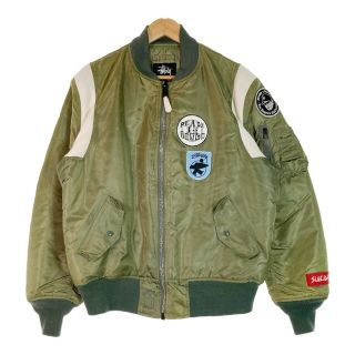 新品タグ付　Stussy ステューシー　MA-1  カーキ　肩ロゴ　L