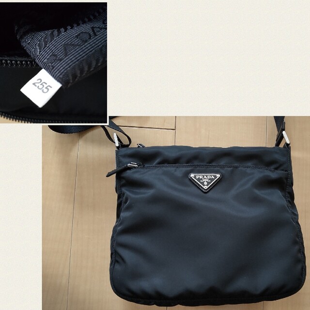 PRADA　ナイロン&レザー　肩掛????数回使用品　表超美品　底シミ2㎜有破格値