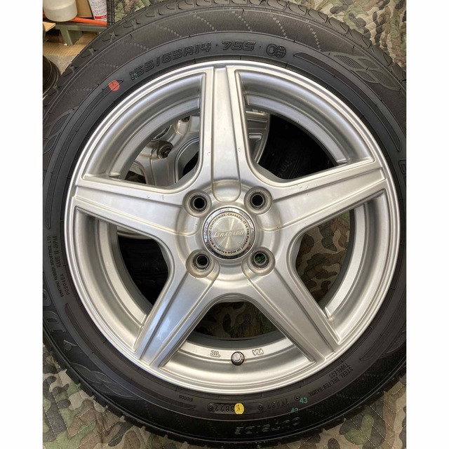 ⑭ 155/65R14新品ダンロップタイヤ4本とホイールとナット付き-