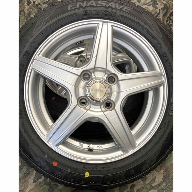 ⑭ 155/65R14新品ダンロップタイヤ4本とホイールとナット付き-