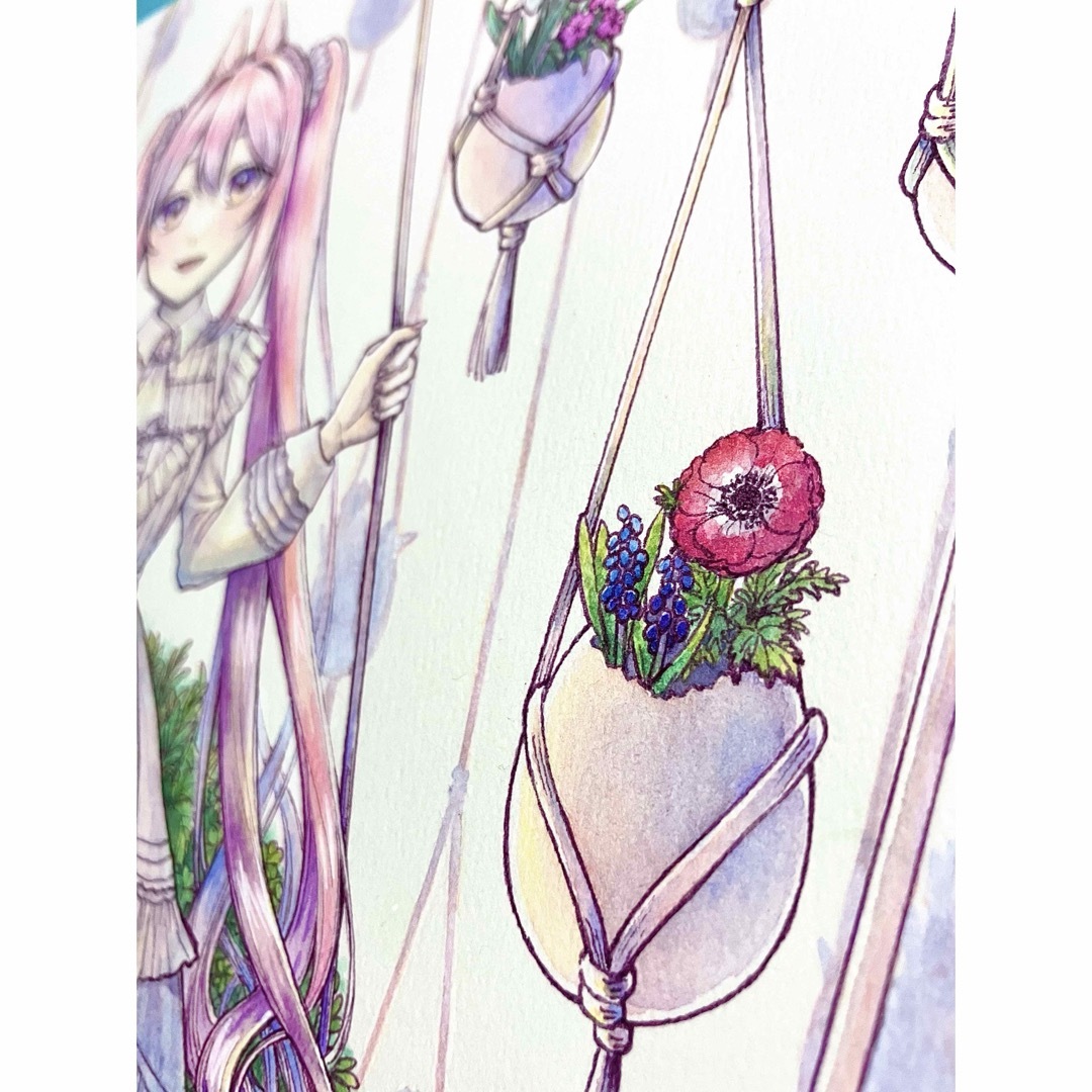 手描きイラスト オリジナル 創作 花 ピンク けもみみ うさみみ 手描きイラスト オリジナル 創作 花 ピンク けもみみ うさみみ