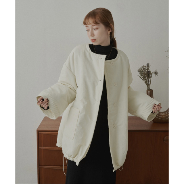 hinari ノーカラー中綿ステッチコート レディースのジャケット/アウター(ダウンコート)の商品写真
