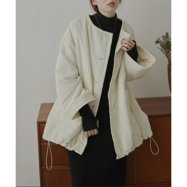 hinari ノーカラー中綿ステッチコート レディースのジャケット/アウター(ダウンコート)の商品写真