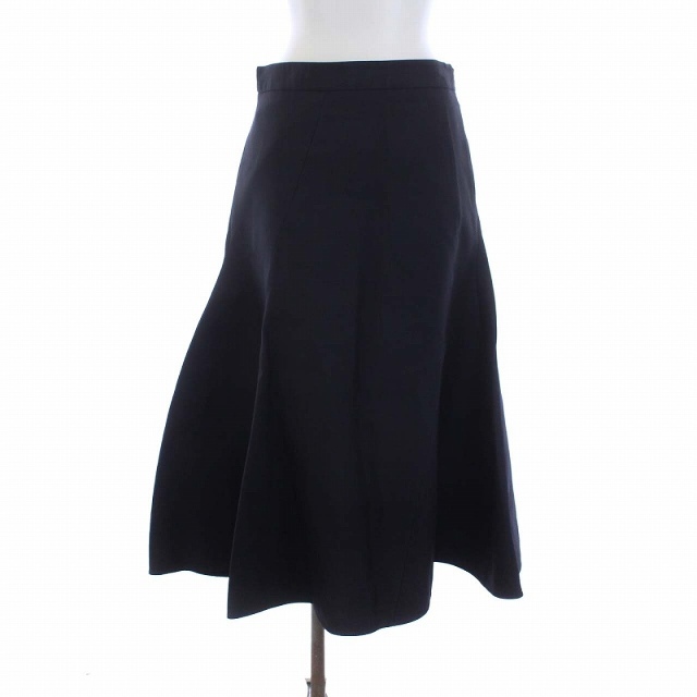 ジルサンダー Gabardine Skirt ロングフレアスカート 36 S 紺96cmスカート丈