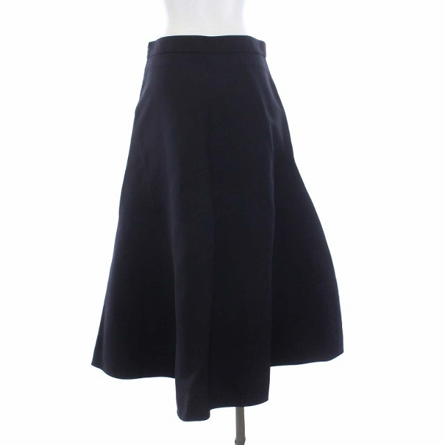 ジルサンダー Gabardine Skirt ロングフレアスカート 36 S 紺 【楽天