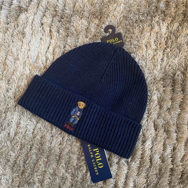 POLO RALPH LAUREN(ポロラルフローレン)の新品　ポロ　ラルフローレン　ポロベア　ニット帽　ニット　帽子　ネイビー メンズの帽子(ニット帽/ビーニー)の商品写真