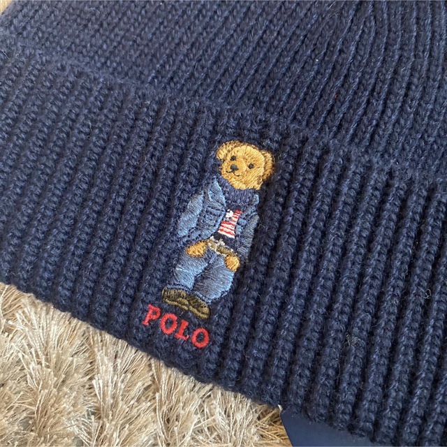 POLO RALPH LAUREN(ポロラルフローレン)の新品　ポロ　ラルフローレン　ポロベア　ニット帽　ニット　帽子　ネイビー メンズの帽子(ニット帽/ビーニー)の商品写真