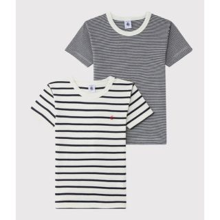 プチバトー(PETIT BATEAU)の新品未使用  プチバトー  5a マリニエール＆ミラレ半袖Ｔシャツ２枚組(下着)