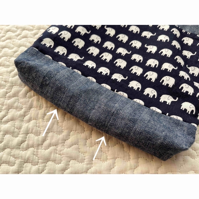 ハンドメイド【デニム×ゾウさん柄 シューズバッグ/上履き入れ】リバーシブル使用可の通販 by aT ぞうさん 上履き入れ シューズバッグ 手作り