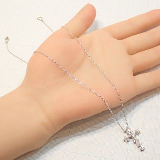 K18WGダイヤモンドクロスペンダントネックレス0.71ct 40cm 5.6g(ネックレス)