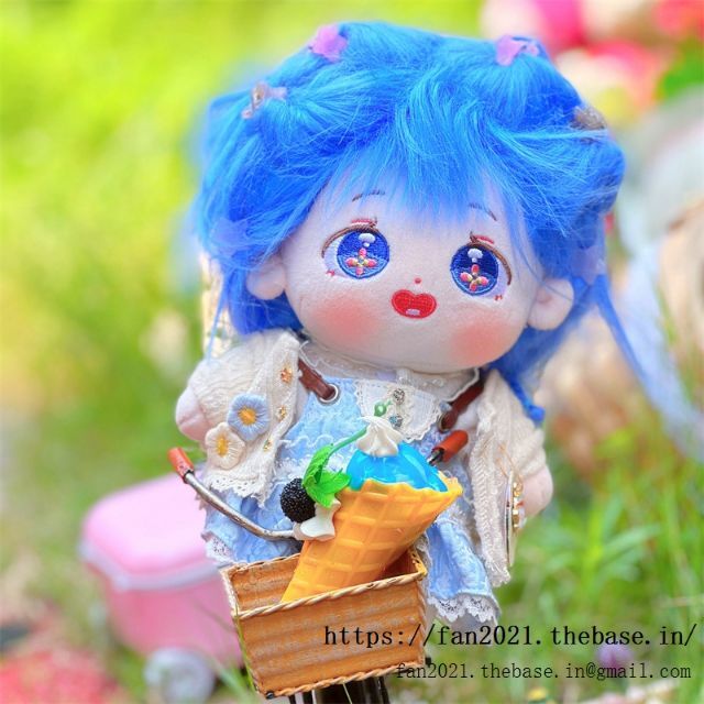 桜小嵐 青い髪の桜の目 20CM ぬいぐるみ 無属性 着せ替え人形 コットン 3