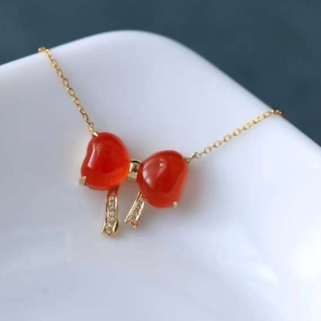 登場! 天然無処理 氷種 南紅瑪瑙メノウ デザイン ネックレス k18