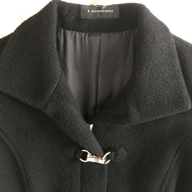 美品　R.FOURNINES　スタンドカラーコート　黒　ビジュー　ブラック レディースのジャケット/アウター(その他)の商品写真
