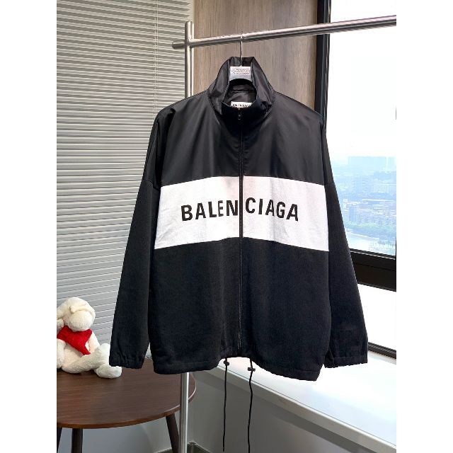Balenciaga - BALENCIAGA  ナイロンデニムジャケット ホワイト×ブラック 38