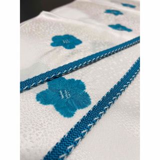 衿秀】宝玉組より房帯締め+ちりめん輪出し帯揚げ◇白 青 ターコイズ