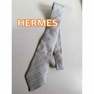 エルメス(Hermes)のエルメスネクタイ 箱無し ツイードチェック柄 ブルー系カラー(ネクタイ)