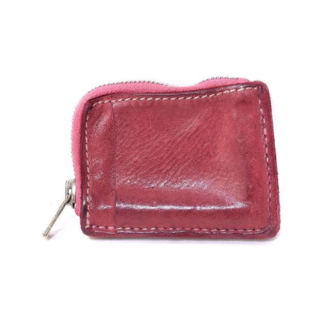 GUIDI CARD COIN CASE レザー カードケース コインケース 赤 - コイン