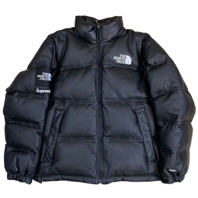 Supreme ノースフェイス Leather Nuptse Jacket M